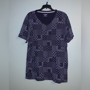 XL Express Men's Short Sleeve Patterned Tee - Navy and Gray